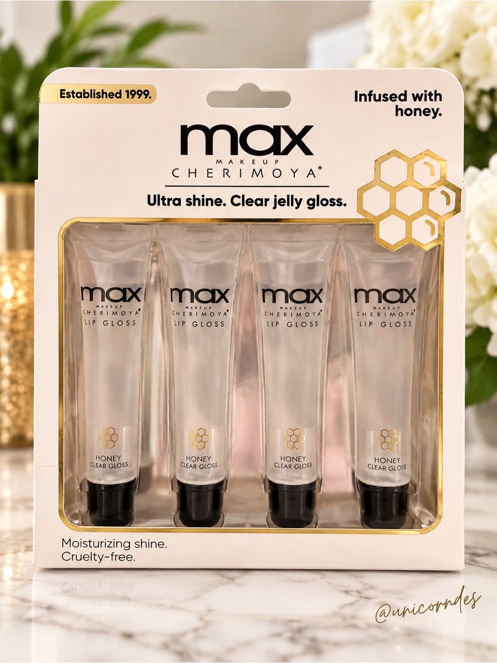 MAX Makeup Cherimoya Honey Clear Jelly Lip Gloss 4 Piece Set